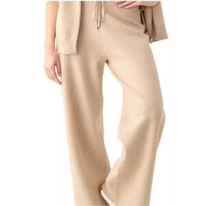 Magaschoni Wide Leg Sweater Lounge Pants Oatmeal / Camel Knit Pull-On Size S